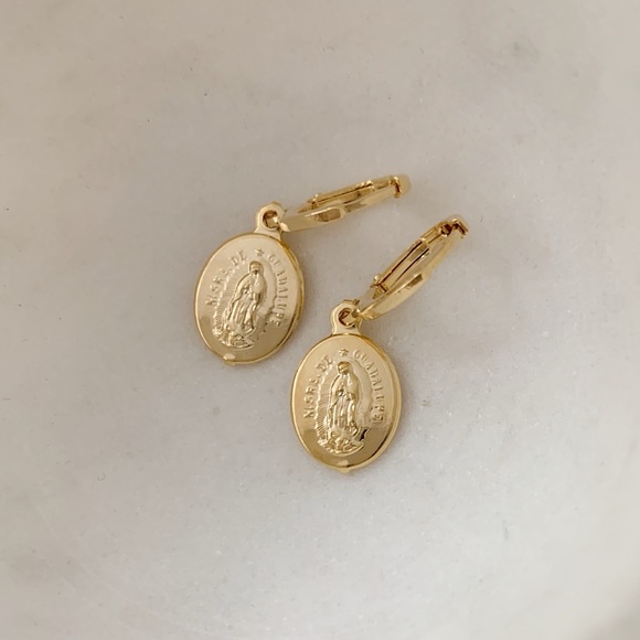 Petite Virgin Mary Earrings | 18k Gold Filled - Picture 6 of 7